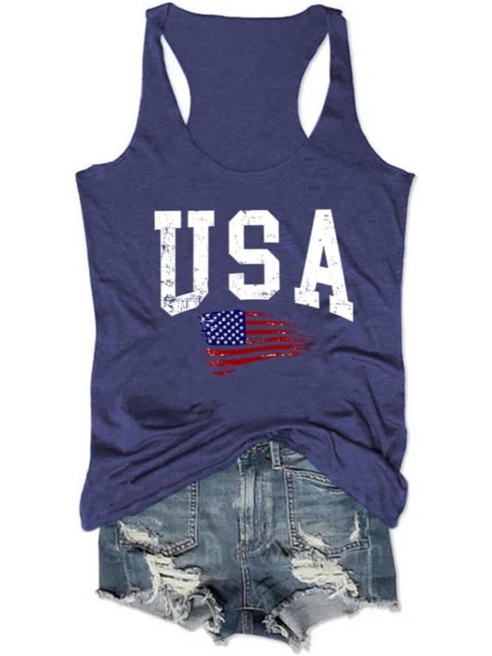 〽️Women Navy 1 Air Force Flyover Tank Tops Eagle Patriotic USA Flag Vest Shirt